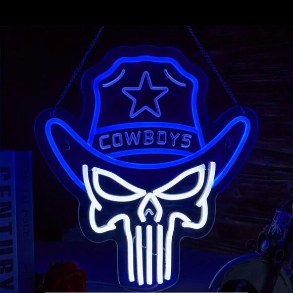 COWBOYS SKULL NEON LED SIGN - Picture 1 of 6